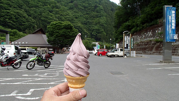 ブルーベリー味のソフトクリーム